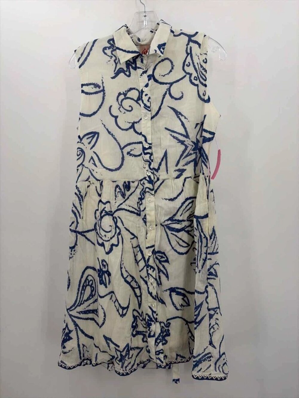 Le Sireneuse White Collared Button Up Dress 42 M